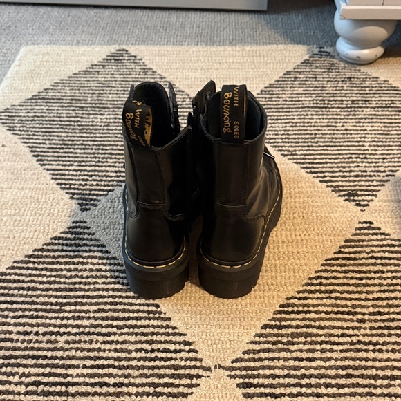 Platform Dr. Martens Black Leather Combat Boots - Picture 3 of 5